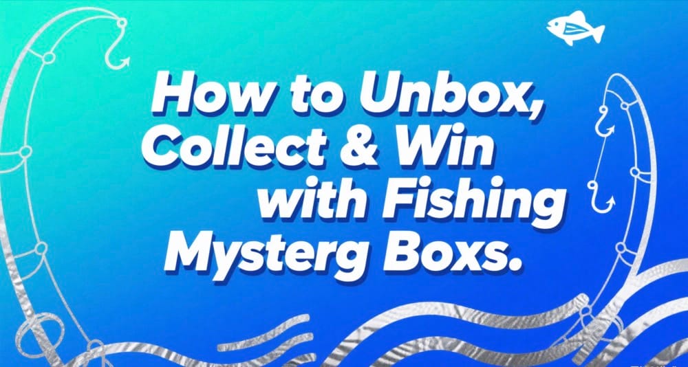 Fishing mystery box unboxing with collectible fishing lures and HapaBox rewards